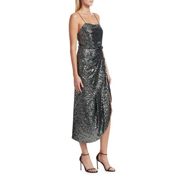Derek Lam 10 Crosby NWT Lexis Sequin Side Slit Sheath Dress in Gunmetal Size 2 - Picture 1 of 12